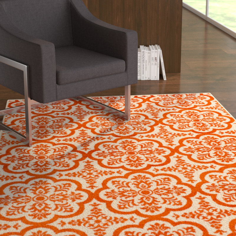 Ebern Designs Merdasa Geometric Orange Indoor / Outdoor Area Rug & Reviews Wayfair